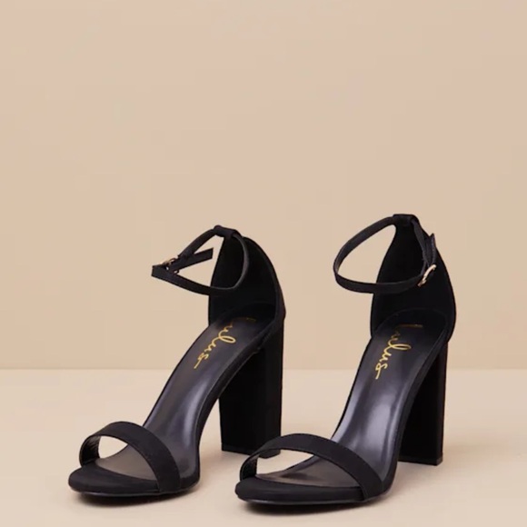 Taylor Black Suede Ankle Strap Heels - Picture 3 of 5